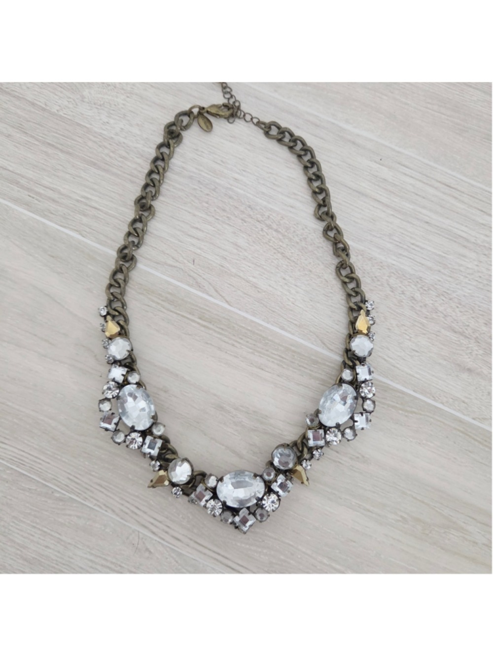 Women's Express Statement Necklace One Size Bronze Clear Rhinestone